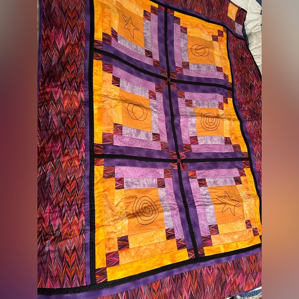 Homemade patchwork machine sewing baby quilt 44”x58”